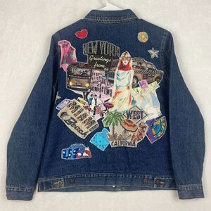 Jane Elissa Jean Jacket Womens Small Blue Denim Artistic Creations Unique Casual